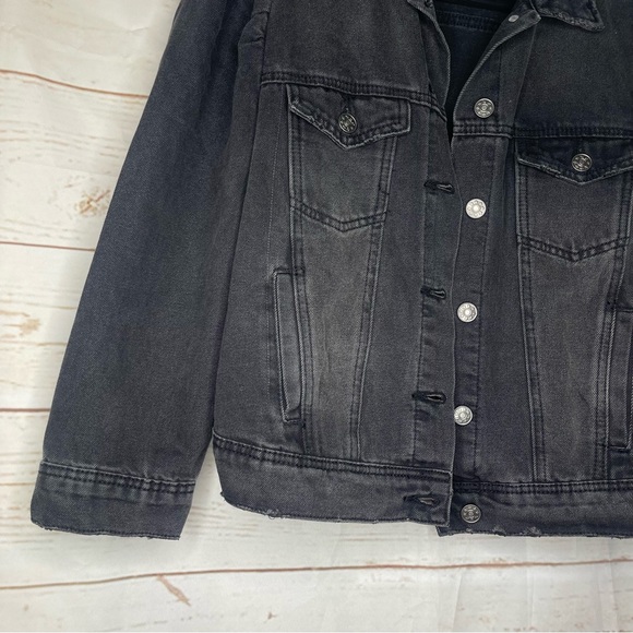 Mustard Seeds • Denim Jacket •  Black • Puff Sleeve • Small • 100% Cotton - Picture 3 of 7